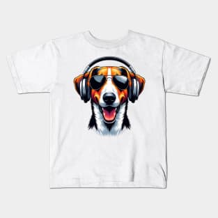 American Foxhound Smiling DJ: Vibes of Joy and Harmony Kids T-Shirt